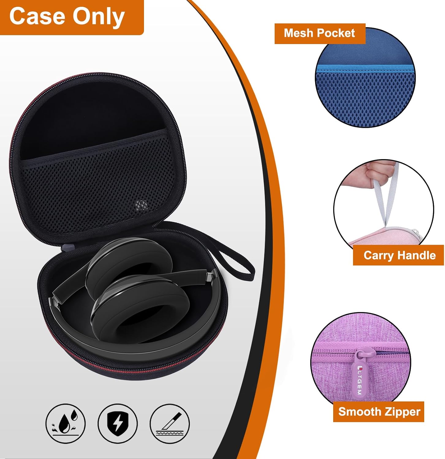 Headphone Headset Case for Folding Headphone, Deep Purple