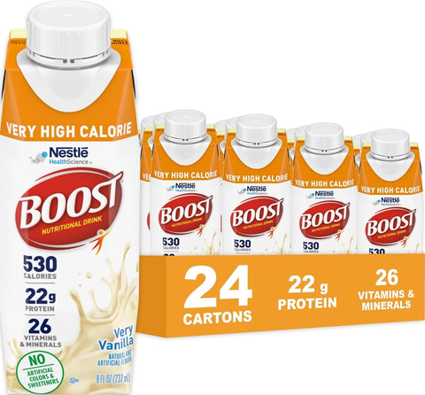 Boost Very High Calorie Very Vanilla Nutritional Drink – 22g Protein, 530 Nutrient Rich Calories, 8 Fl Oz (Pack of 24)