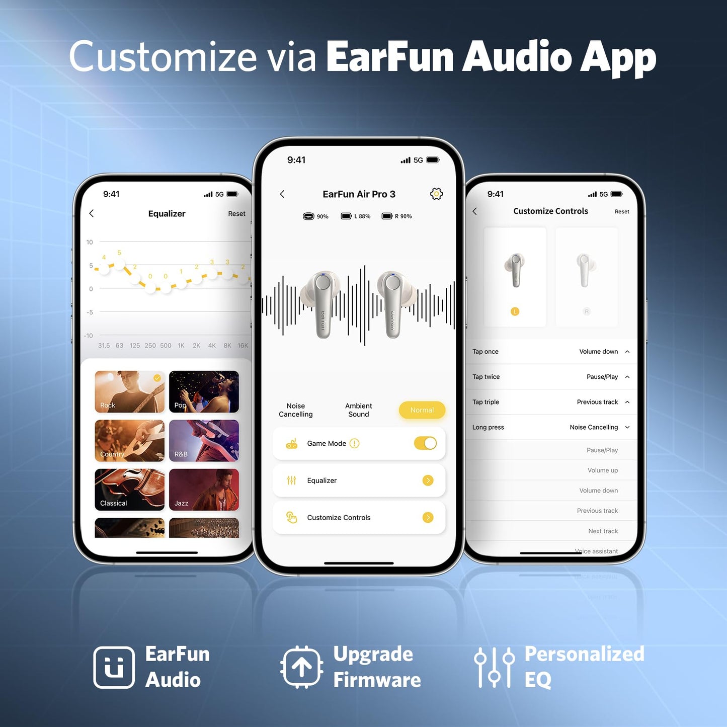 EarFun Air Pro 3 Noise Cancelling Wireless Earbuds, Qualcomm® aptX™ Adaptive Sound, 6 Mics CVC 8.0 ENC, Bluetooth 5.3 Earbuds, Multipoint Connection, 45H Playtime, App Customize EQ, Oat White