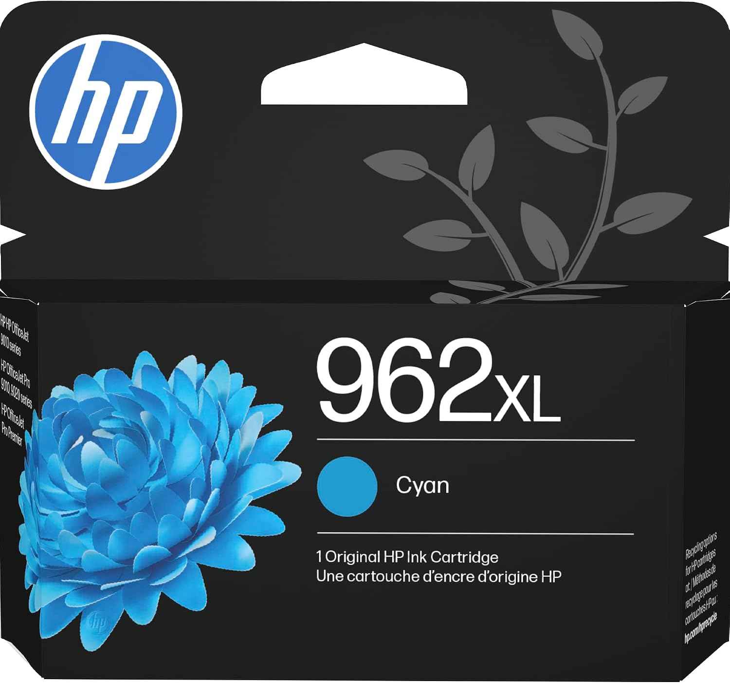 HP 962XL Cyan High-Yield Ink Cartridge | Works with OfficeJet 9010, Pro 9010, 9020 | Eligible for Instant Ink | 3JA00AN