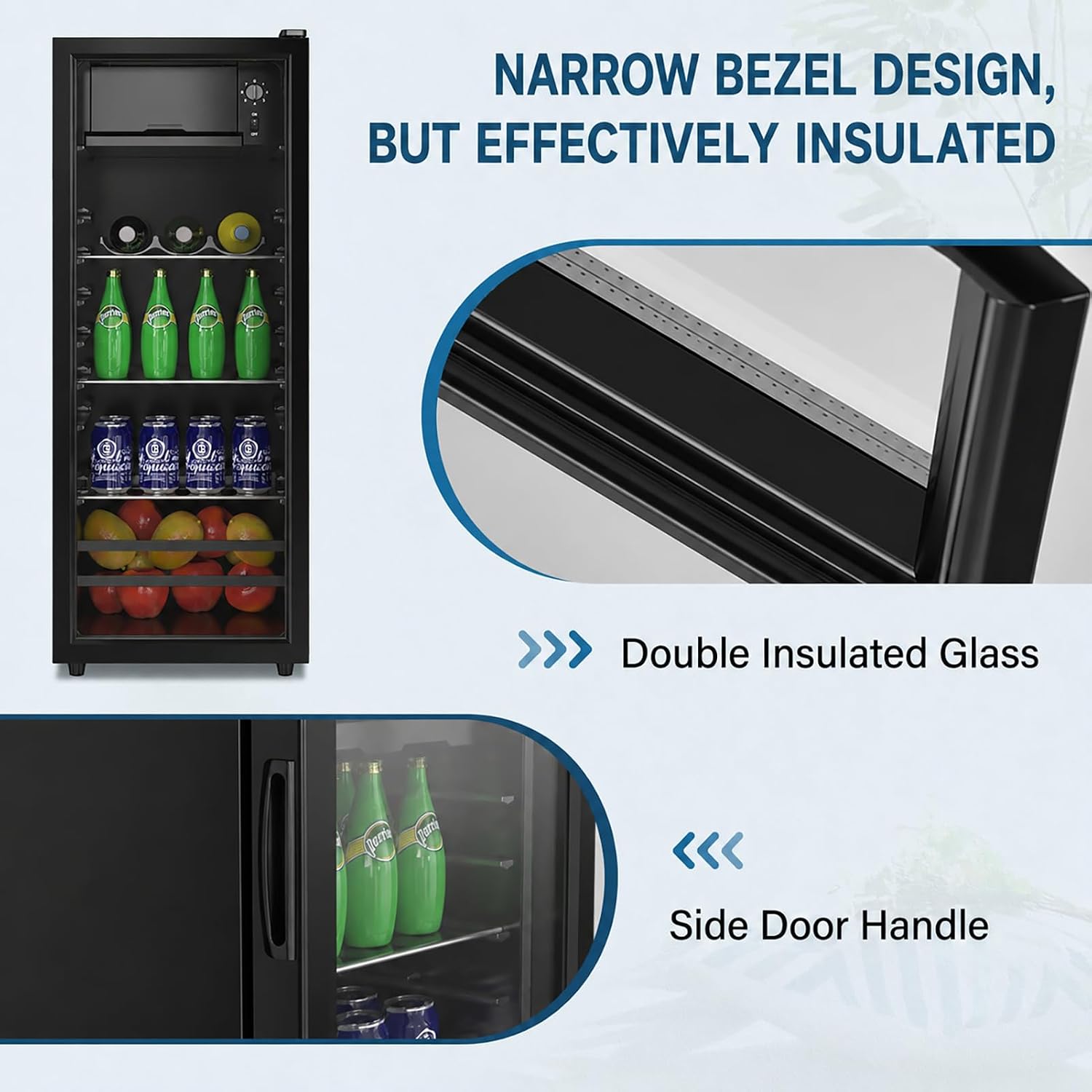 DRIXNO Beverage Refrigerator 4.5Cu.ft Mini Small Fridge 120 Cans with Glass Door Drink/Wine/Beer Cooler Office/Bar/Bedroom Compact Refrigerator