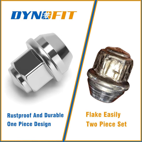 Dynofit 12mmx1.5 OEM Lug Nuts for 2005-2021 Fusion,2001-2026 Escape,2008-2018 Focus,One-Piece Style Stock Wheel Nuts Replace for MKC MKZ Factory Nut, Compatible with Ford Lincoln,Work on AL/Steel Rim