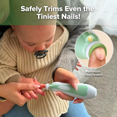 haakaa Electric Baby Nail File, LED Light Baby Nail Trimmer, Green