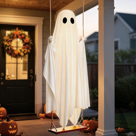 5 FT Swinging Ghost Halloween Decor - Outdoor Halloween Decorations