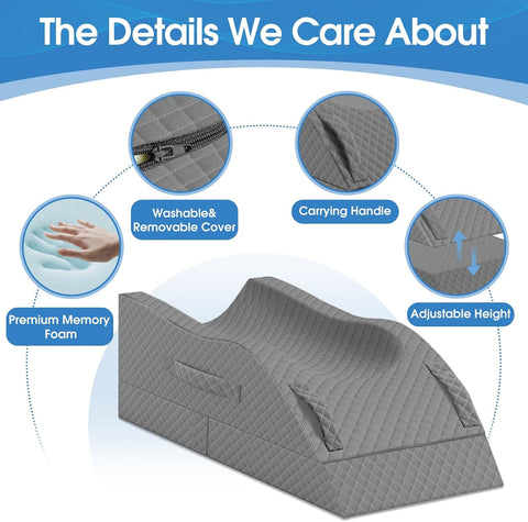 TranquilRelax Leg Elevation Pillows for After Surgery, Full Grey