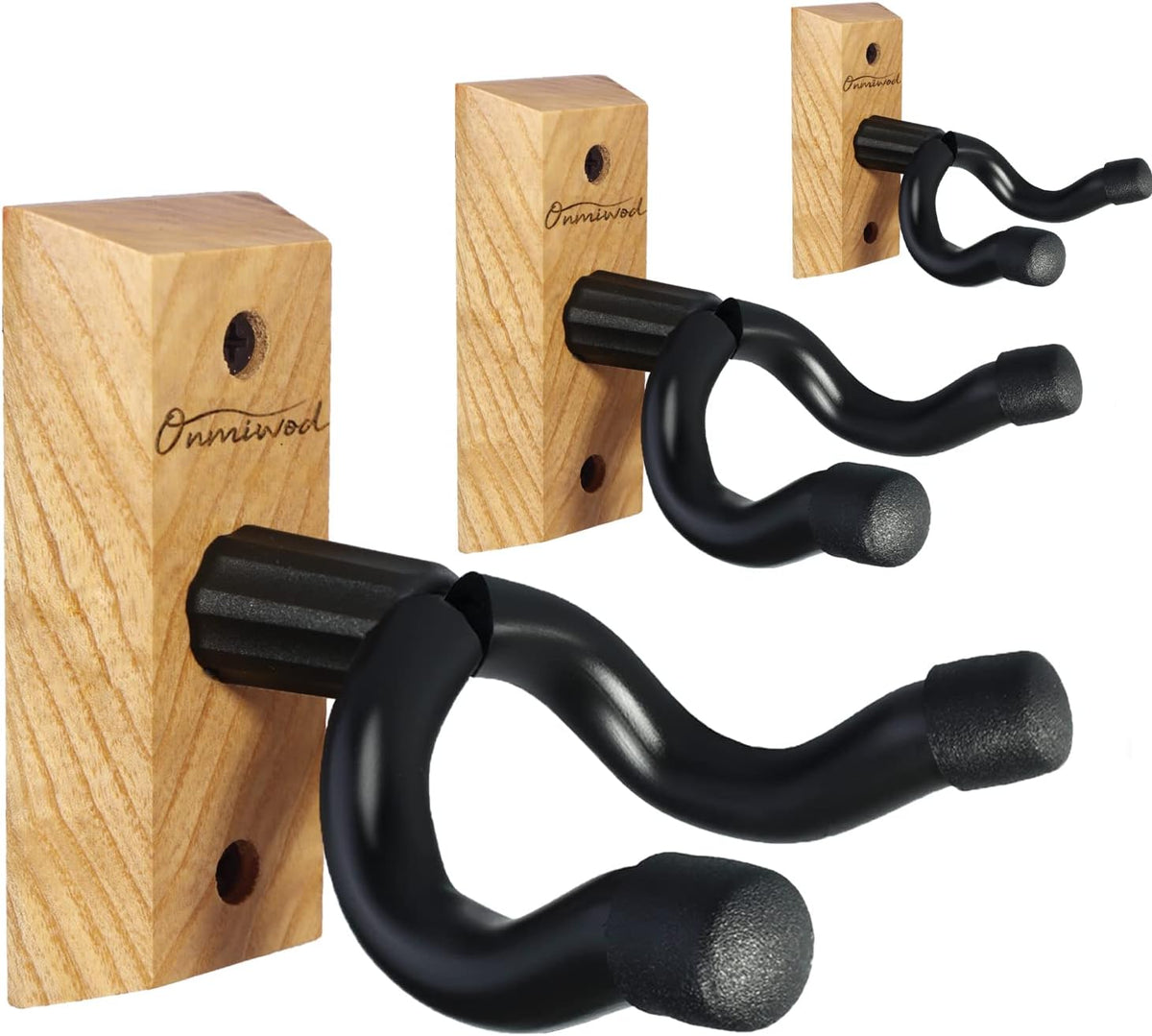 Guitar Wall Mount 3 Pack, Ash Hardwood Guitar Hanger, U-Shaped Guitar Wall Hanger Mount, Guitar Holder Hook Stand Wall for Acoustic, Electric Guitar, Banjo, Bass, Gift for Guitar Player