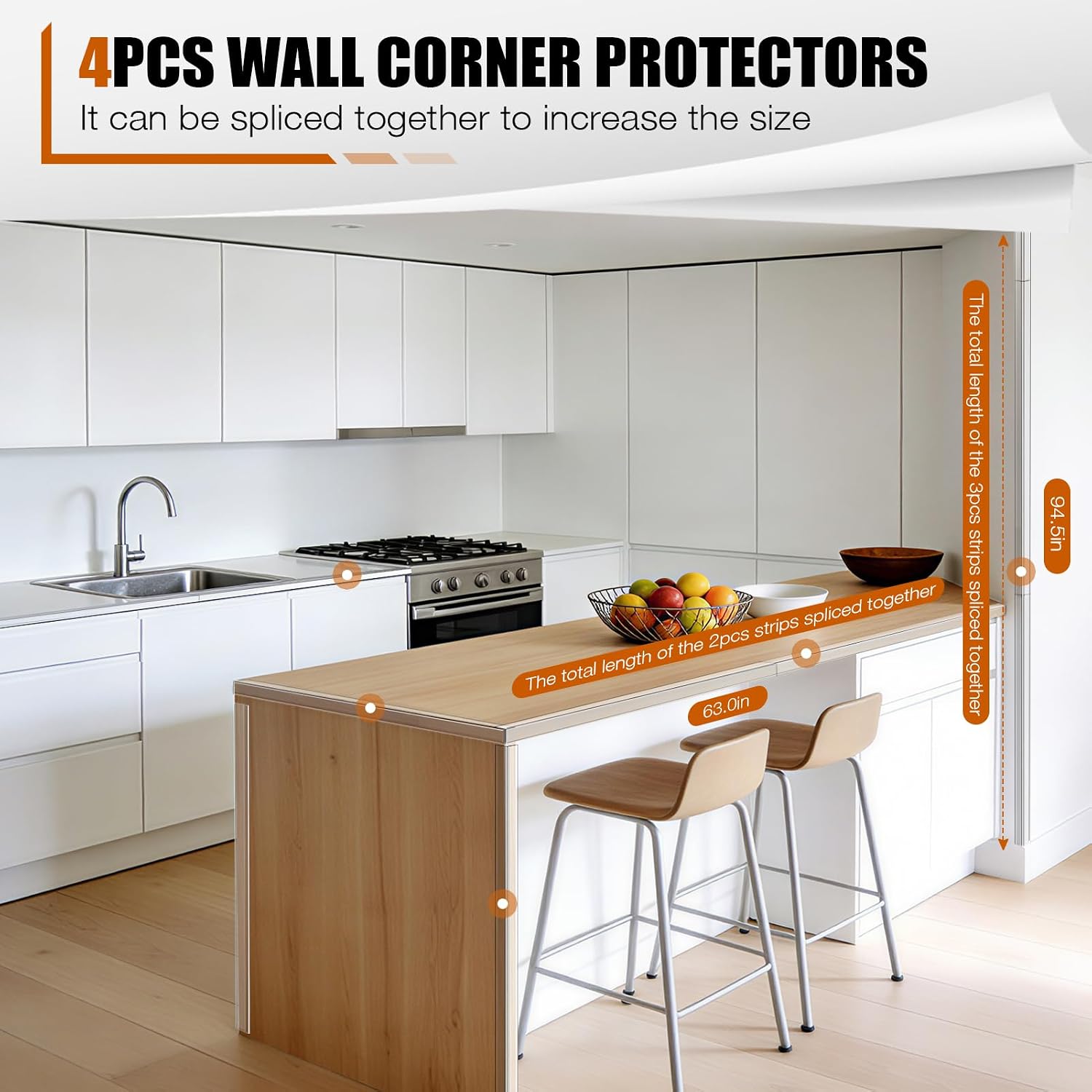 Magicheap 4 Pack Wall Corner Protector, 31.5in x 1.18in, Clear