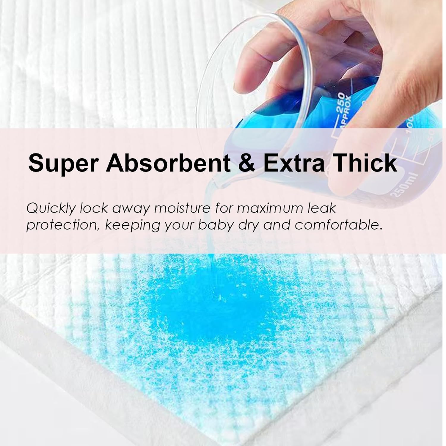 Disposable Changing Pad Liners (50 Pack), Baby Incontinence Diaper UnderPads 18"x 24" Extra Large & Super Soft , Ultra Absorbent & Waterproof - Covers Any Surface for Diaper Changes, White