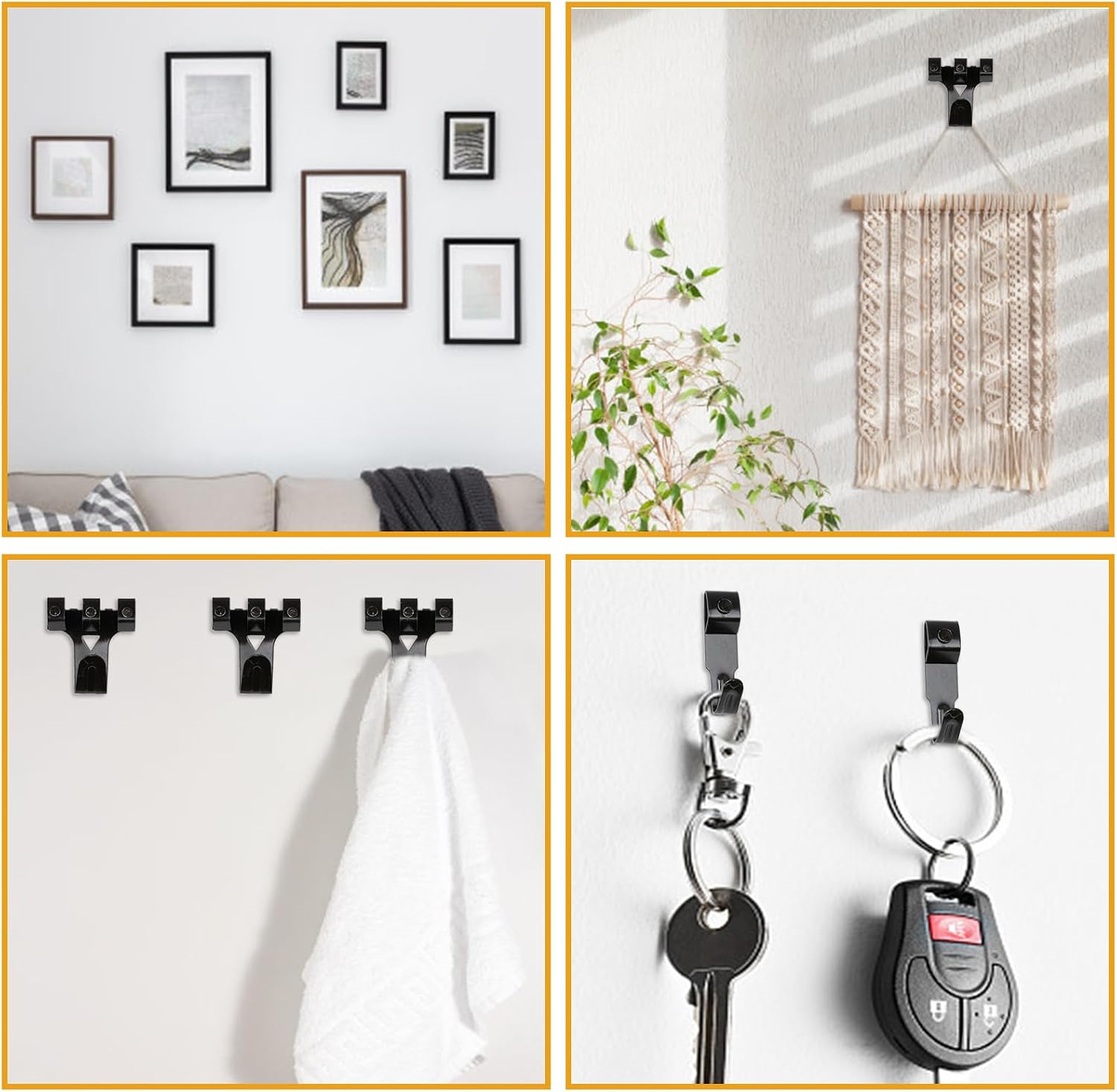 KURUI Picture Hangers, 385Pcs Picture Hanging Kit with Heavy Duty Picture Hanging Hooks, Sawtooth, Hardware Nails and Picture Hanging Tool, Wall Hangers for Frame, Painting, Art, Photo (Black)