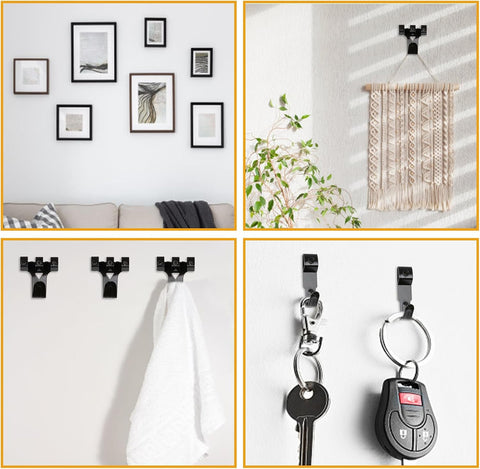 KURUI Picture Hangers, 385Pcs Picture Hanging Kit with Heavy Duty Picture Hanging Hooks, Sawtooth, Hardware Nails and Picture Hanging Tool, Wall Hangers for Frame, Painting, Art, Photo (Black)