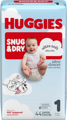 Huggies Snug & Dry Diapers Size 1, 44 Count