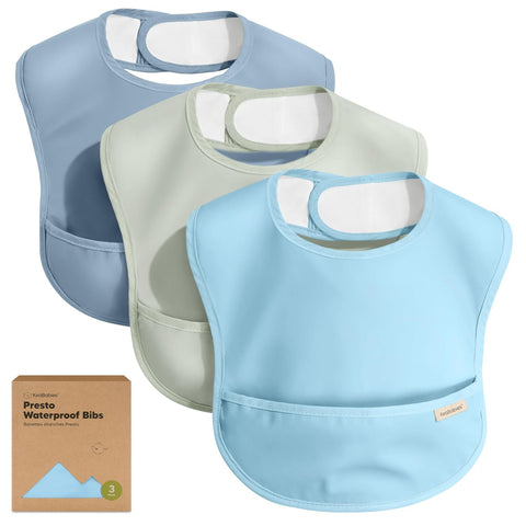 KeaBabies 3-Pack Waterproof Baby Bibs for Eating, Lightweight (Ocean)