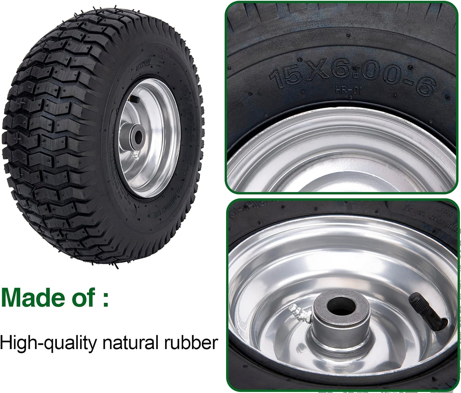 15x6.00-6 Lawn Mower Tire for Craftsman Husqvarna Riding Mowers Lawn