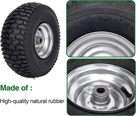 15x6.00-6 Lawn Mower Tire for Craftsman Husqvarna Riding Mowers Lawn
