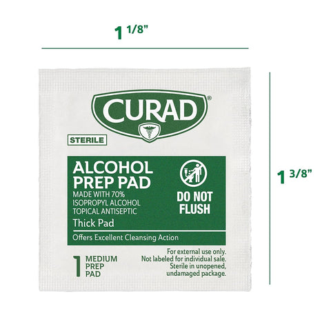 CURAD Alcohol Prep Pads, 400 Count, Medium 70% Isopropyl Alcohol Wipes, Individually Wrapped, First Aid Alcohol Swabs for Cuts & Scrapes, Medical Alcohol Pads