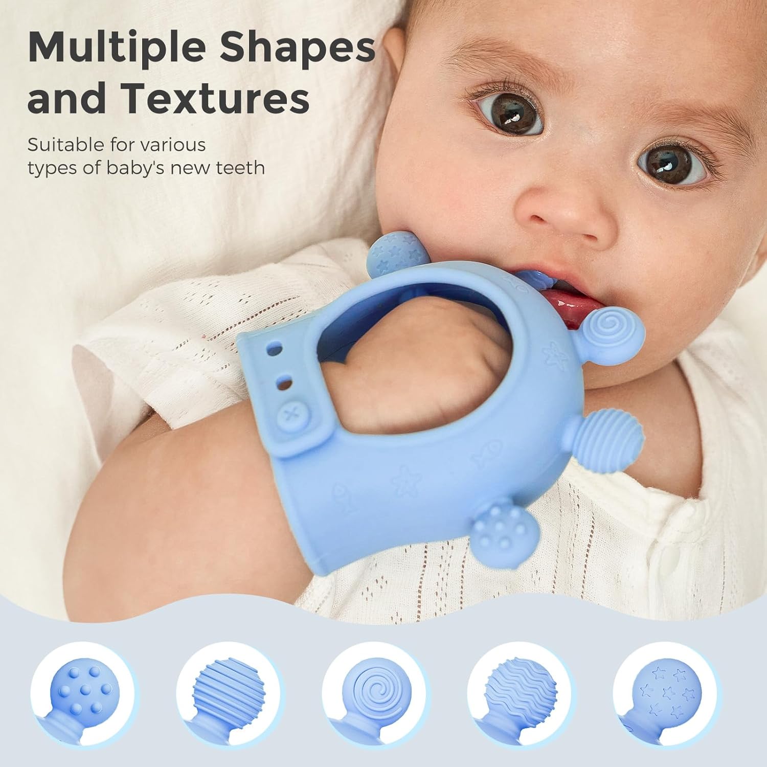 Momcozy Baby Teether Toys | Food Grade Silicone Teething Relief 0-6 Months