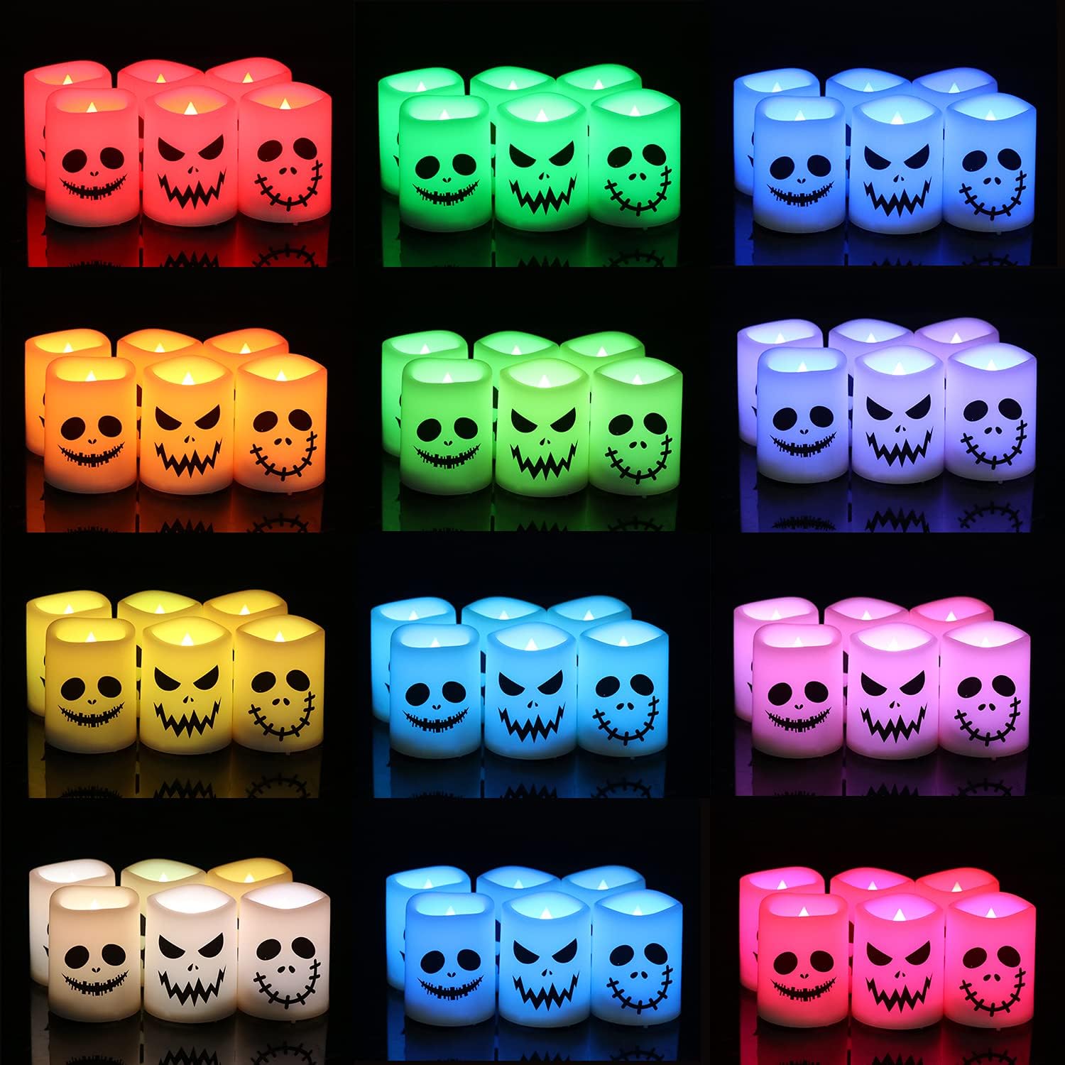 GenSwin Halloween Flameless Votive Candles Color Changing with Remote Timer