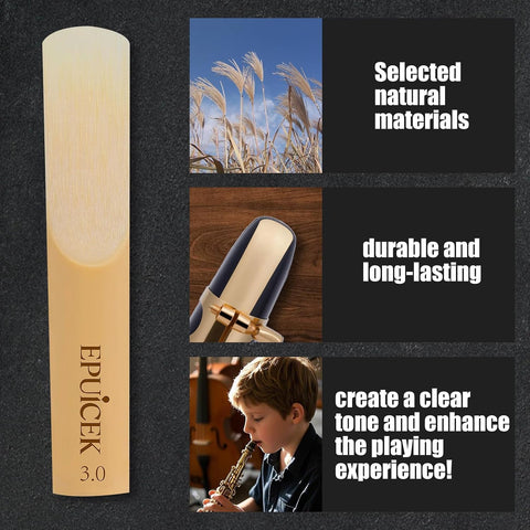 Bb Clarinet Reeds, Strength 3.0 for Beginners, 10 Pack