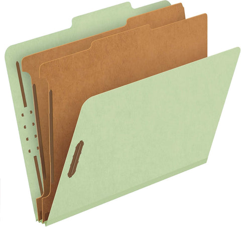 Pendaflex Recycled Classification File Folders, 2 Dividers, 2" Embedded Fasteners, 2/5 Tab Cut, Letter Size, Light Blue, Box of 10 (24030R)