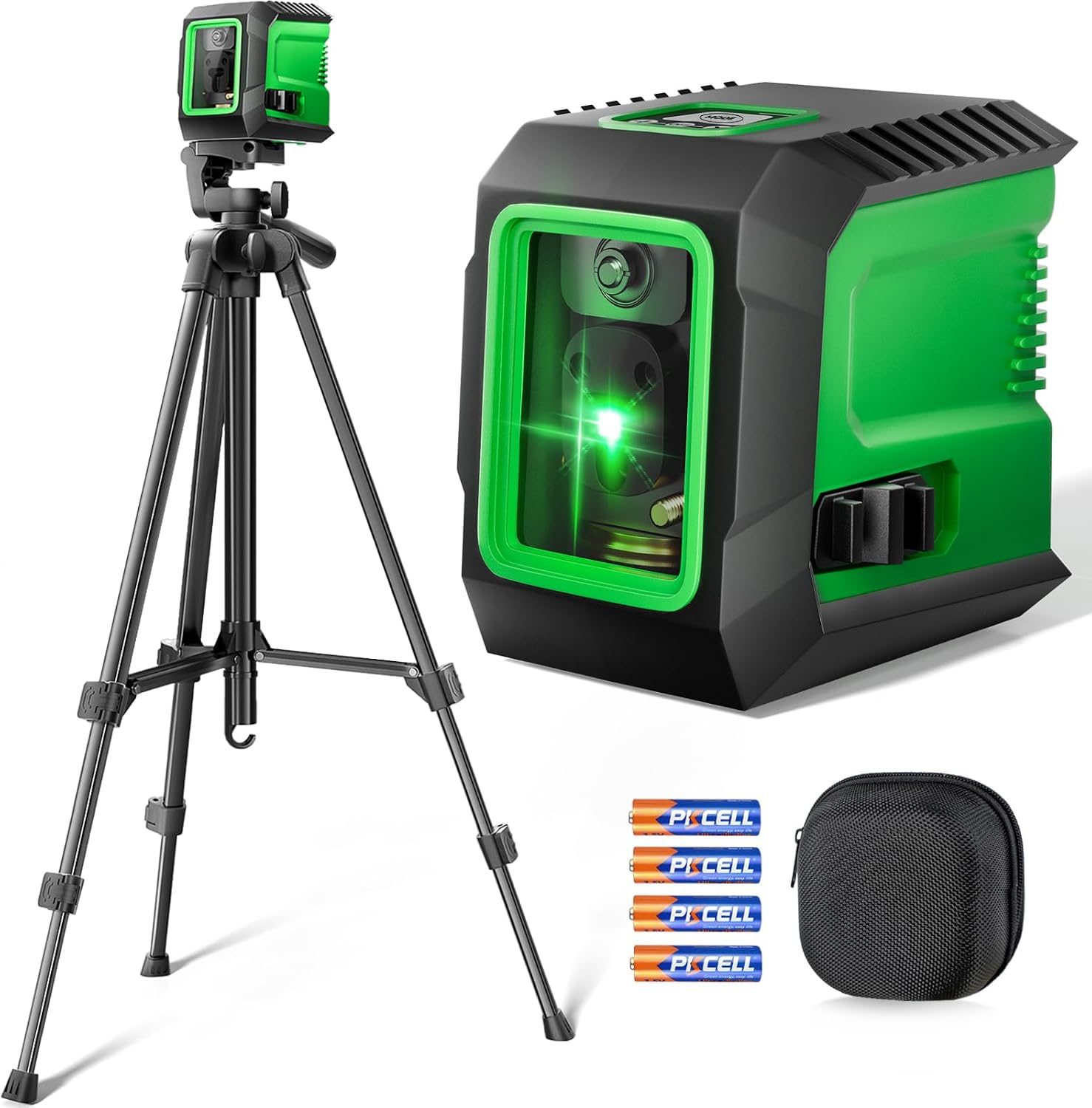 Laser Level with 50” Tripod, 360° Self Leveling Cross Line Laser Level, Green Beam Horizontal and Vertical Line leveler Tool for Hanging Pictures, Home Renovation with 4 AA Batteries & Carry Pouch
