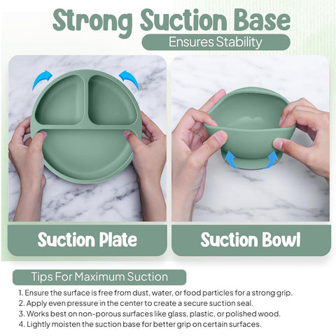O'doe Baby Weaning Set – 15 Pcs Silicone Baby Feeding Set with Suction Plate, Bowl, Bib, Sippy Cup, Fruit Feeder & Freezer Tray – Baby Plates and Bowls Set for 3M+ | BPA-Free Baby Dishes & Utensils