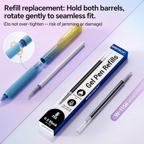 WRITECH Gel Pens Fine Point: Nebula Pen Set 0.7mm Black Ink Retractable 6ct Medium Point Smooth Writing with Aesthetic Gradient Color Barrel for Journaling Note Taking Silent Click No Smear