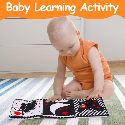 Black and White High Contrast Toys for Baby 0-3 3-6 months Infant Tummy Time Soft Crinkle Book Mirror Sensory Toys 0 2 4 5 6 Month Old Babies Boy Gril Newborn Development Christmas Stocking Stuffer