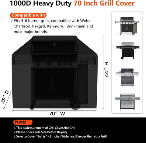 [Upgraded 1000D Heavy Duty Fabric] 70 inch Grill Cover for Outdoor Grill