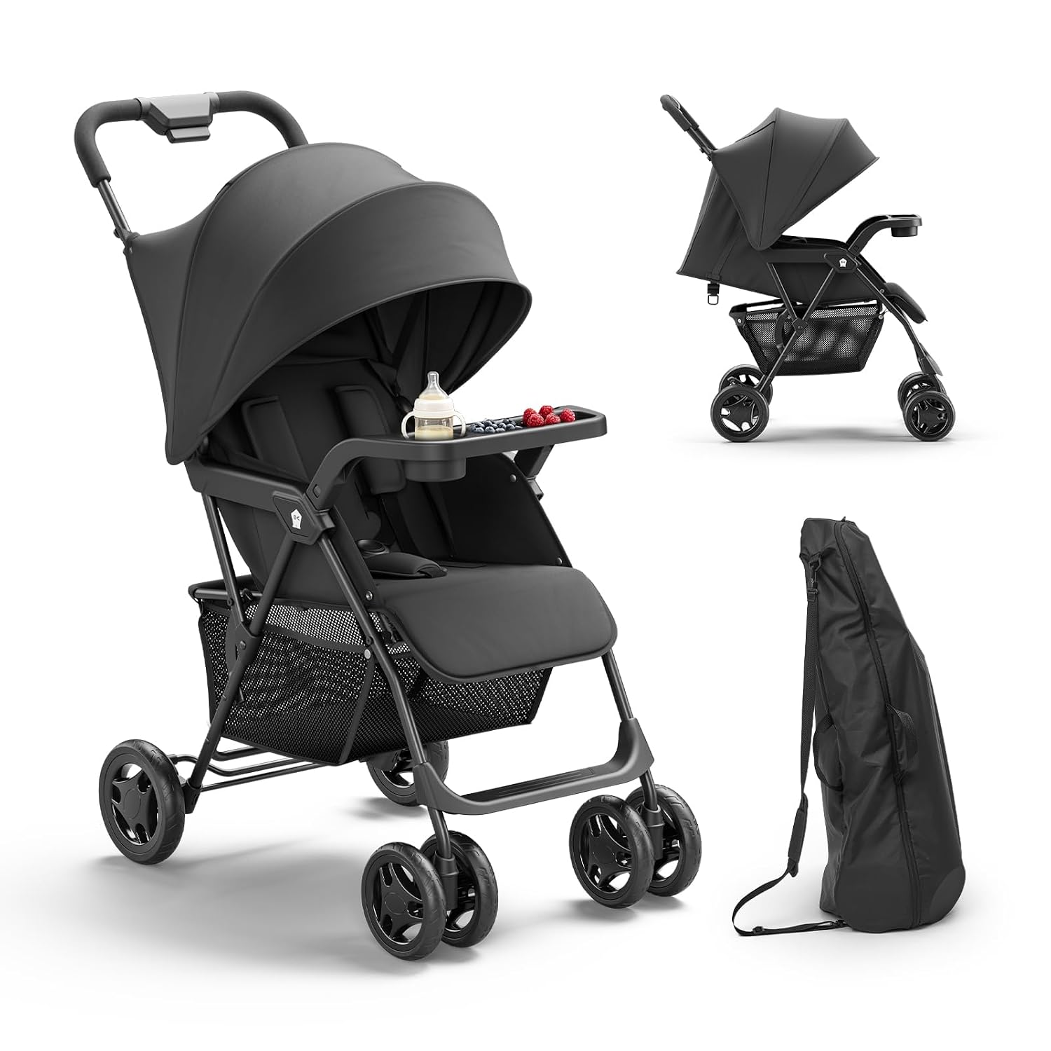 Mamazing Lightweight Umbrella Travel Stroller with Near-Flat Recline Seat