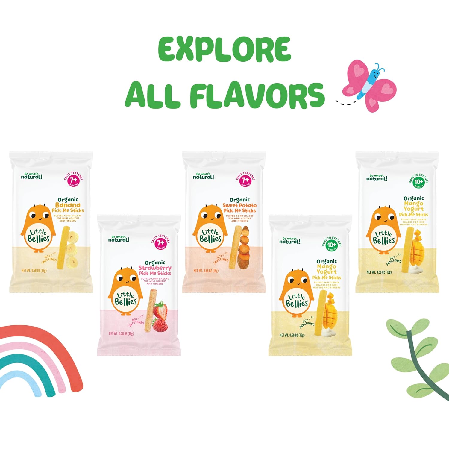 Little Bellies Organic Mango Yogurt Pick-Me Sticks, (Pack of 5 x 0.56 oz Individual Packs)