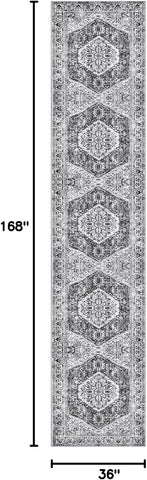 KOZYFLY Runners for Hallways 3x14 Ft Extra Long Washable Kitchen Thin Runner Rug Boho Runner Rug for Entryway Indoor Printed Faux Wool Stair Floor Carpet for Stair Kitchen Hall, Grey