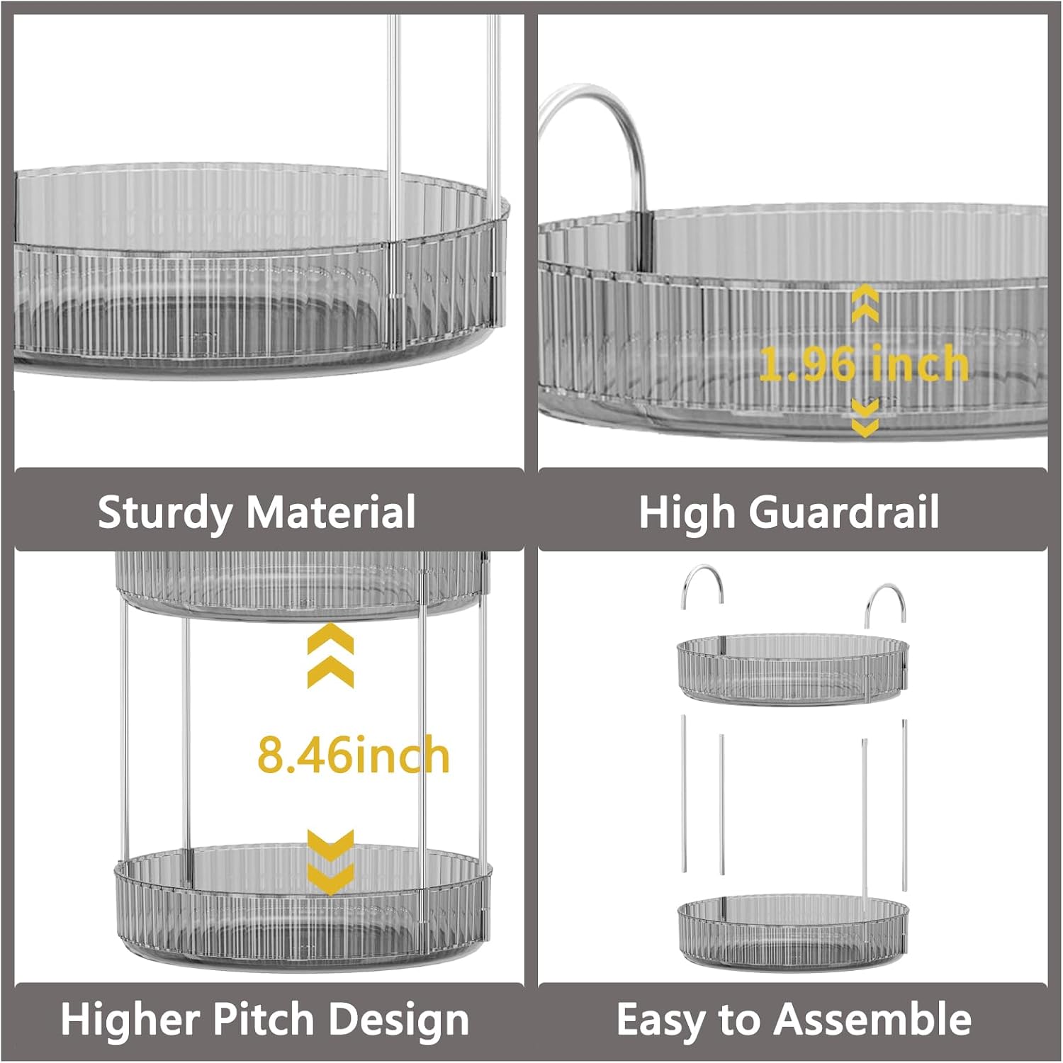 Asayuee 360 Rotating Makeup Organizer,3 Tier Large Capacity Make Up Organizers and Storage,Makeup Organizer for Bathroom,Cosmetic Perfume Stand Organizer(Grey-3 Tier)