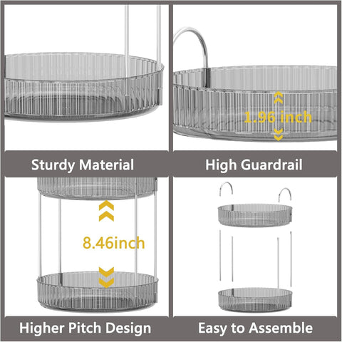 Asayuee 360 Rotating Makeup Organizer,3 Tier Large Capacity Make Up Organizers and Storage,Makeup Organizer for Bathroom,Cosmetic Perfume Stand Organizer(Grey-3 Tier)