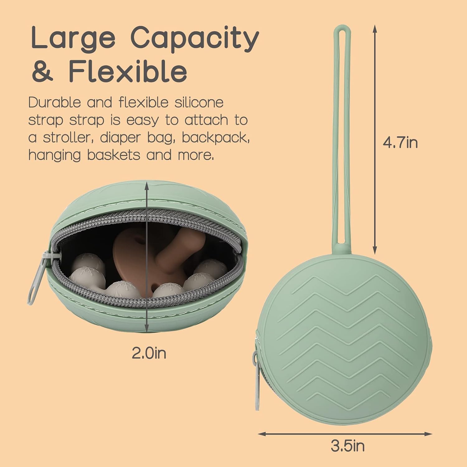 2 Pack Silicone Pacifier Holder Case, Sage/Clay