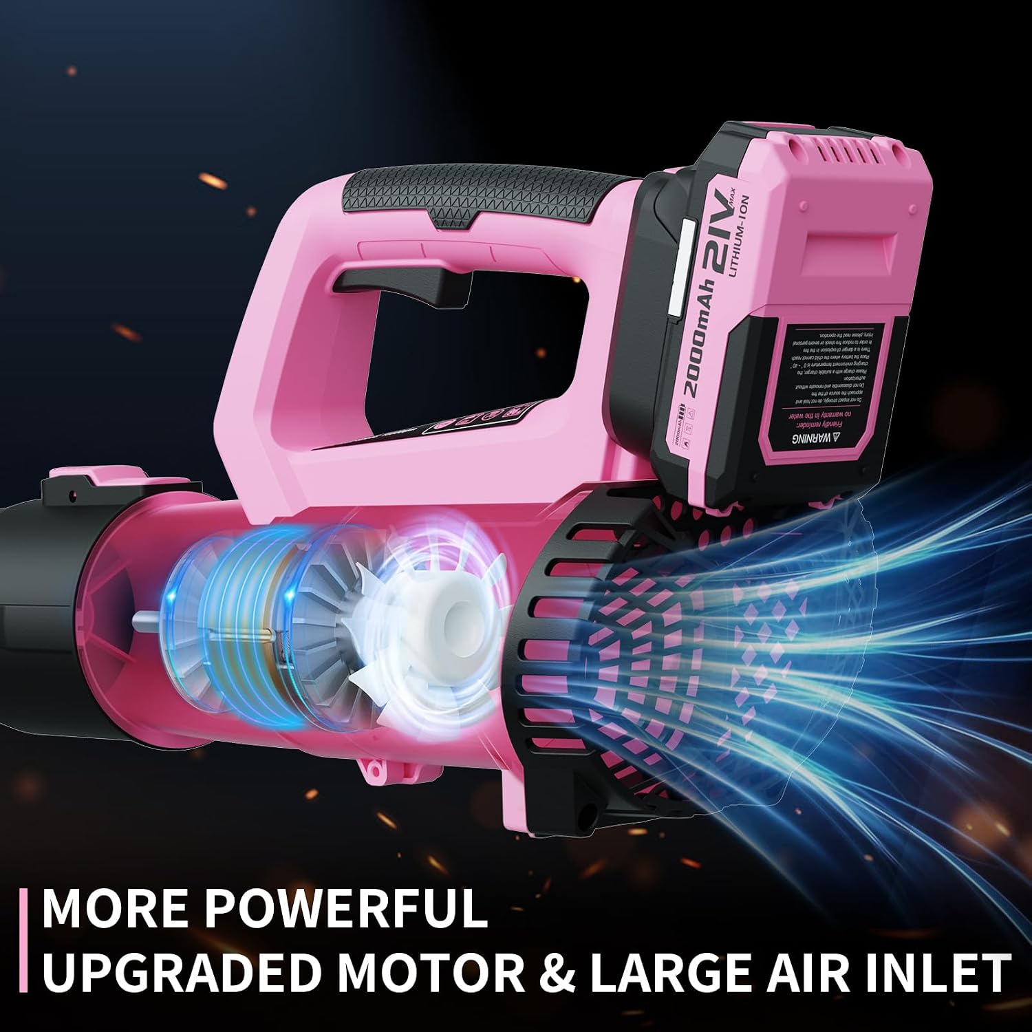 LEAPUL Leaf Blower Cordless with 2 Batteries & Fast Charger, Light Pink