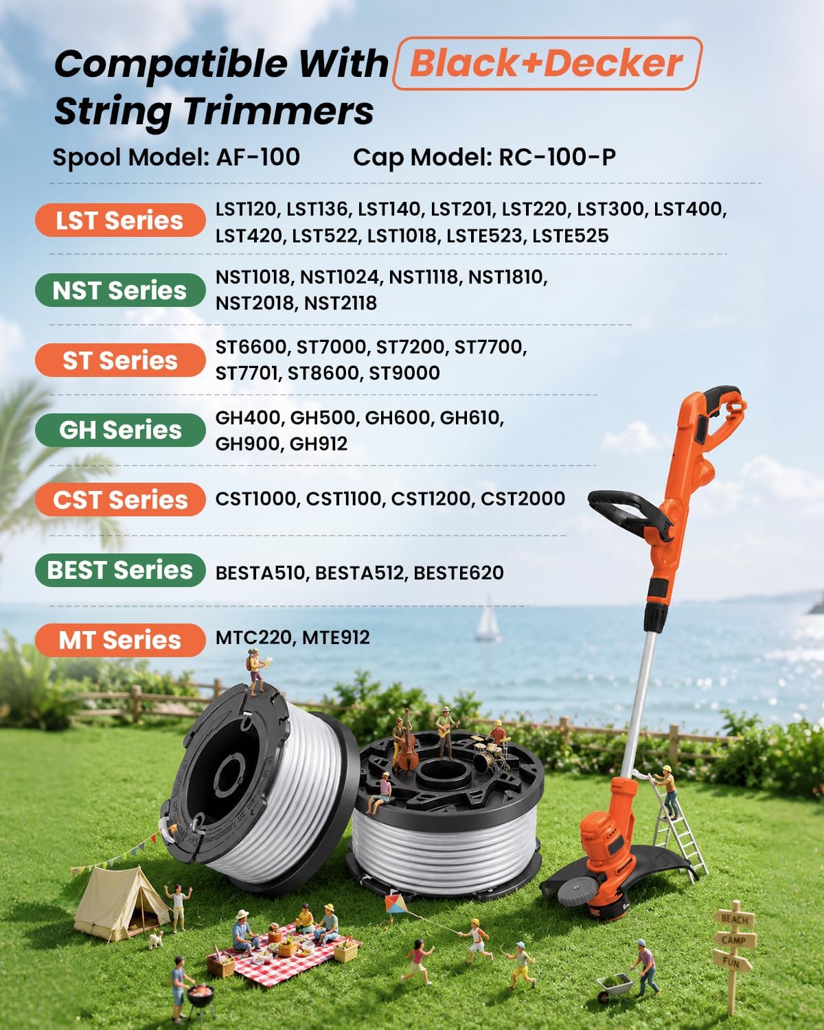 10 Pack Weed Eater String Compatible with Black+Decker, AF-100 0.065" 240ft