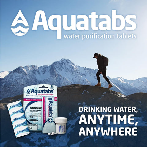 Aquatabs 49mg Water Purification Tablets, 100 Pack, Hiking & Camping