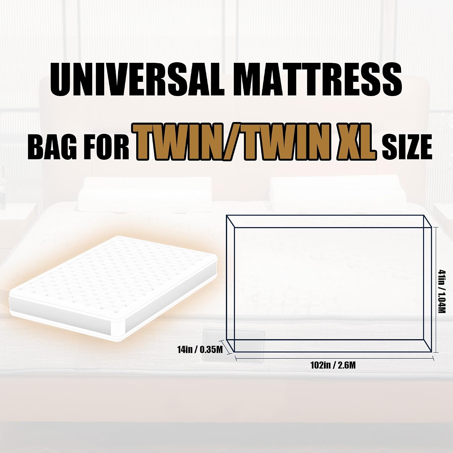 Plastic Mattress Bag for Disposal Moving or Storage,Twin Size,1.5Mil