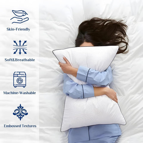 JOLLYVOGUE Pillows Queen Size Set of 4, Cooling and Firm Pillows with Oeko-Tex Certified Down Alternative Filling for Side, Back, and Stomach Sleepers, Hotel Collection