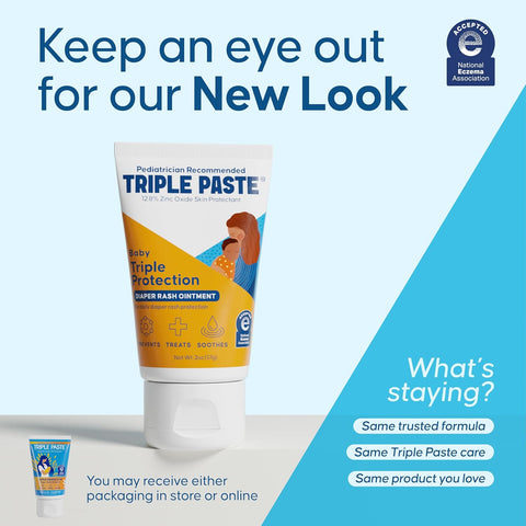 Triple Paste Diaper Rash Cream, Zinc Oxide Baby Ointment, 2 oz