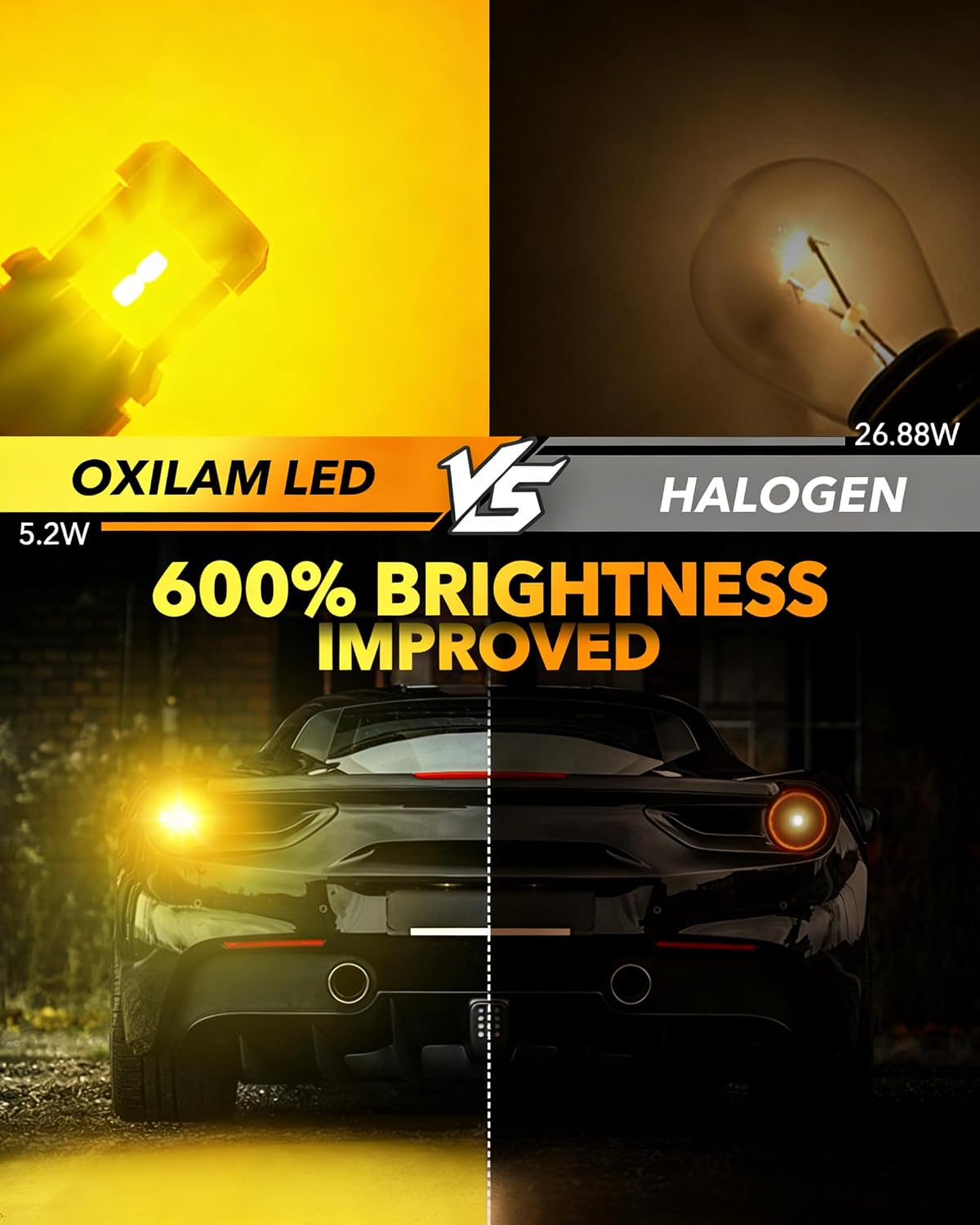 OXILAM Turn Signal Light 1156 LED Bulbs Amber Yellow 2200K Extremely Bright BA15S 1141 1003 7506 LED Bulbs with High Power 12pcs 3020SMD Chipsets, 2 Pack