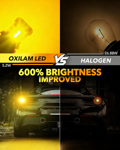 OXILAM Turn Signal Light 1156 LED Bulbs Amber Yellow 2200K Extremely Bright BA15S 1141 1003 7506 LED Bulbs with High Power 12pcs 3020SMD Chipsets, 2 Pack