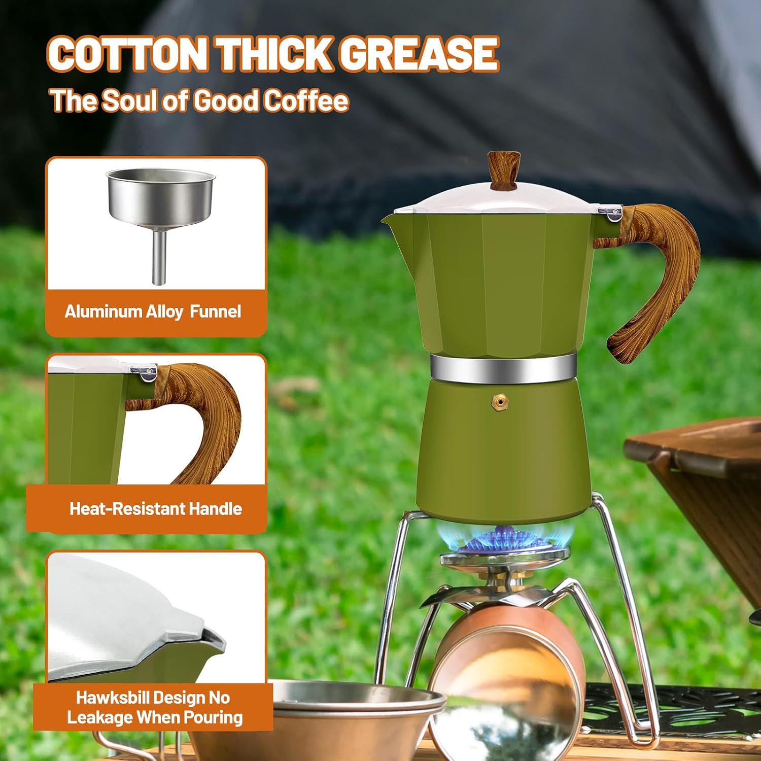 9 Cup Aluminum Espresso Stovetop Moka Pot Express Coffee Maker Percolator Italian Classic Mocha Coffee Machine for Italian and Cuban Cafe Brewing for Home & Camping 450ml 15oz