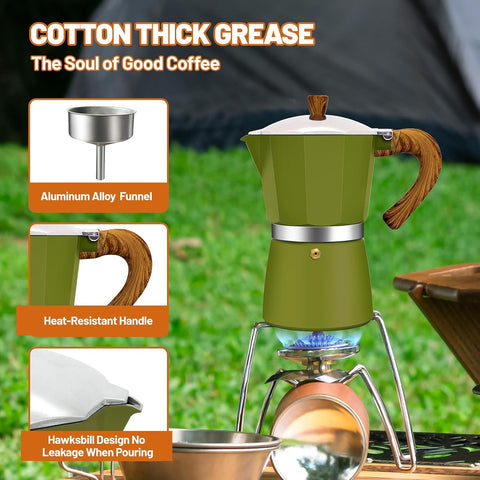 9 Cup Aluminum Espresso Stovetop Moka Pot Express Coffee Maker Percolator Italian Classic Mocha Coffee Machine for Italian and Cuban Cafe Brewing for Home & Camping 450ml 15oz
