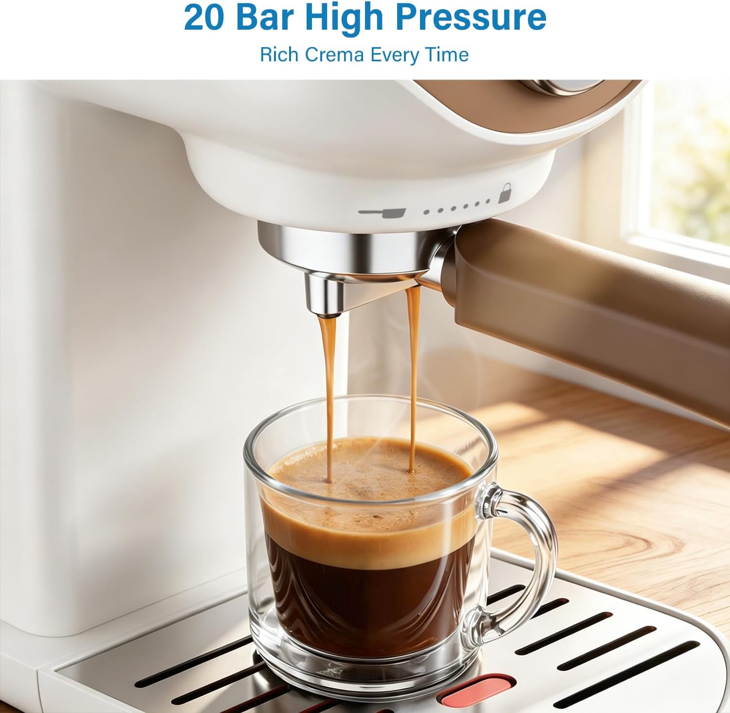 XIXUBX Espresso Machine, Compact Espresso Maker with Milk Frother, White