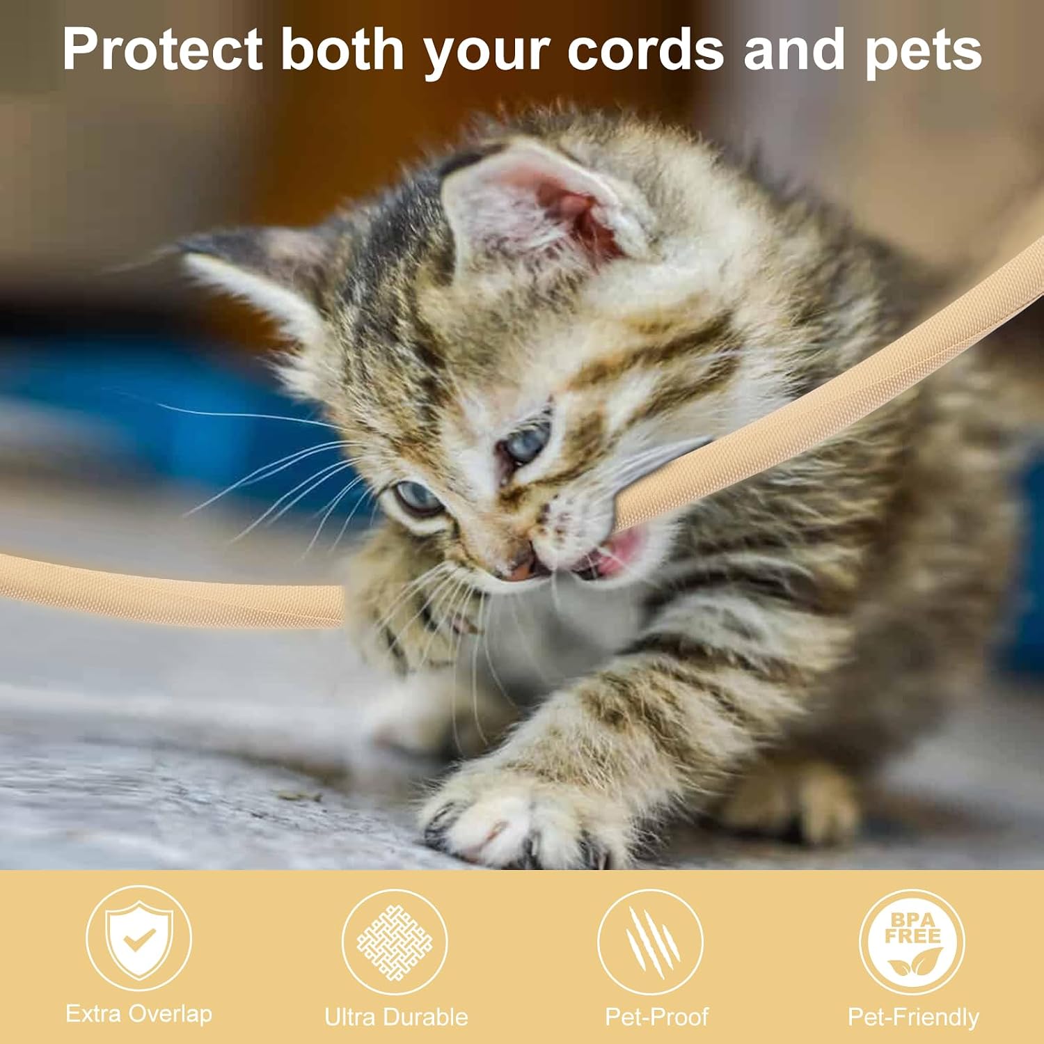 Secbolt Cord Protectors from Pets No Chew, 25FT - 1/2 Inch - Beige