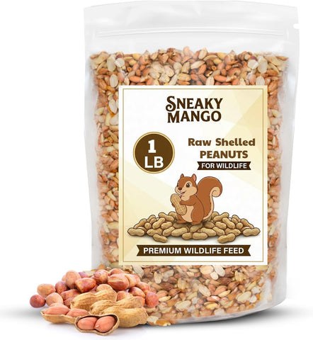 Sneaky Mango - Raw Out of Shell Peanuts - 1 Pound - Shelled Peanuts for Birds – Wildlife Quality - Food for Squirrels, Deer, Birds, and Other Wildlife Animals – Grown in The USA