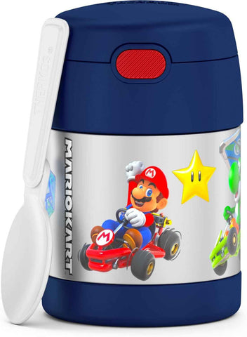 THERMOS FUNTAINER Kids Food Jar with Spoon, 10oz, Mario Kart