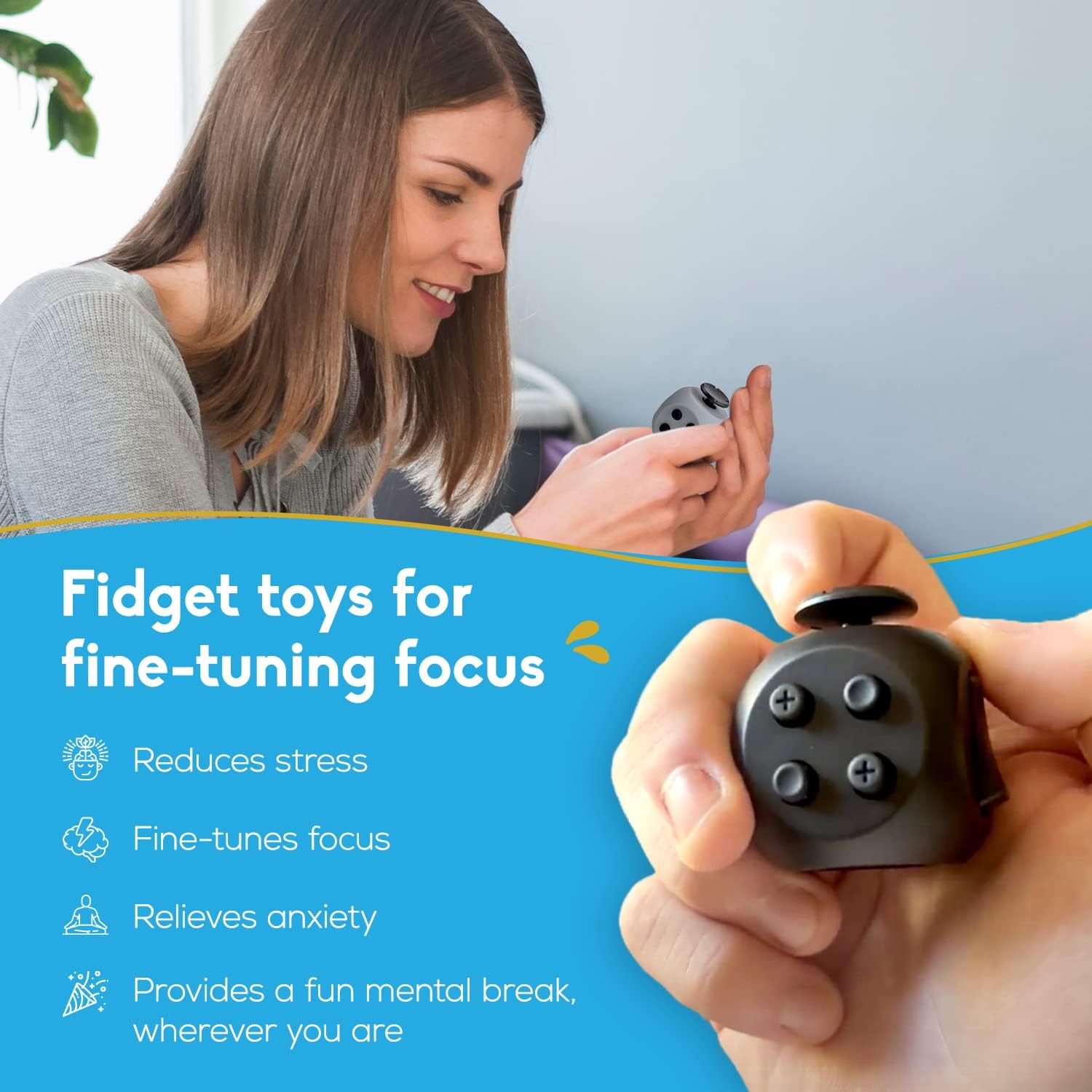 PILPOC theFube Fidget Cube for Stress Relief Adults & Kids Midnight-Crimson