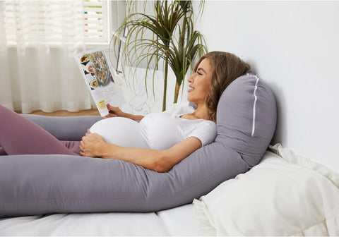 ZZZhen Pregnancy Pillow for Sleeping, U Shaped Maternity Pillow - 56 Inch with Grey Microfiber Removable Cover, Multi- Use and Support Back, Hips, Legs, Belly for Pregnant Women Sleeping